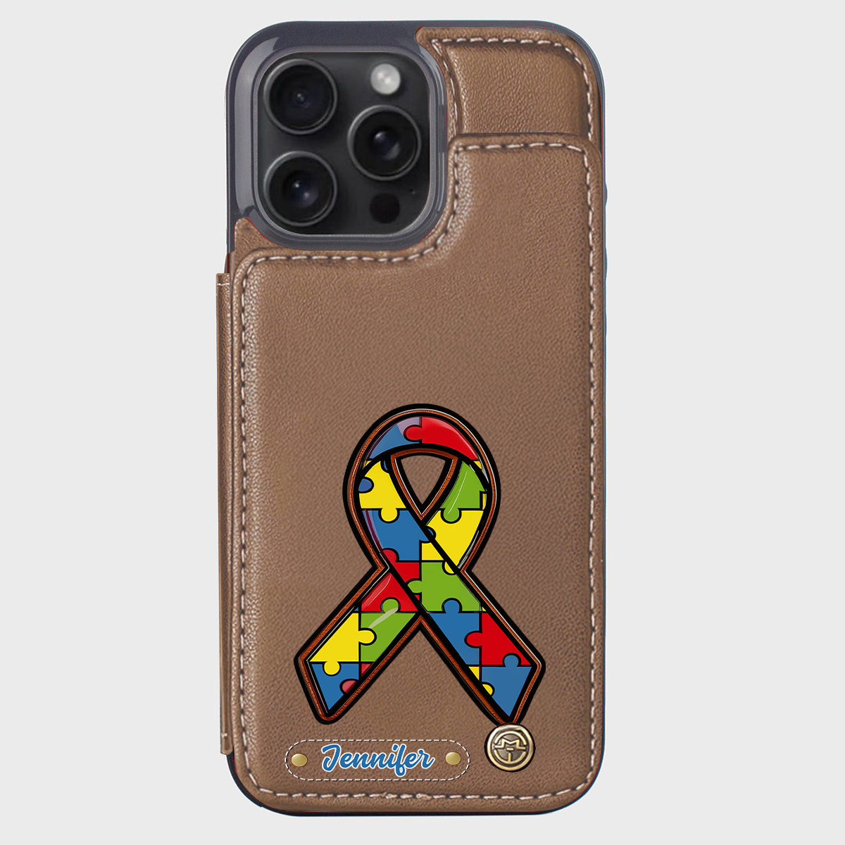 Autismus-Bewusstsein – Personalisierte Handyhülle mit Brieftaschenmotiv zum Thema Autismus