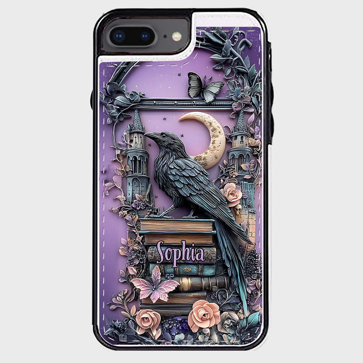 Étui portefeuille pliable personnalisé Dark Academia Book Reader - Étui de téléphone avec livre intégré