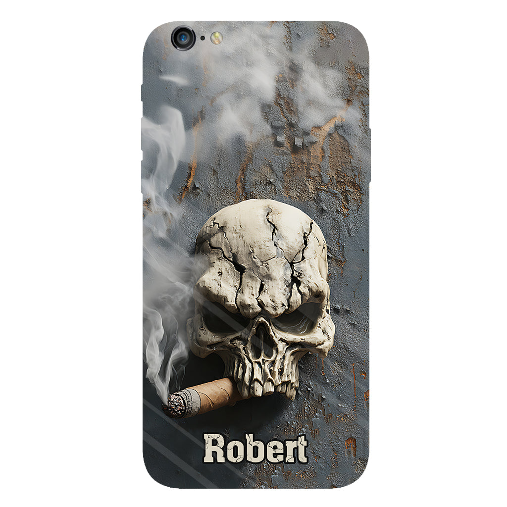 Coque de téléphone personnalisée Skull Cigar - Motif crâne intégral