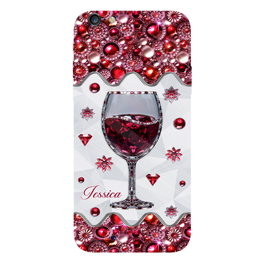 Einfach ein Mädchen, das Wein liebt – Personalisierte Handyhülle mit Weinmotiv