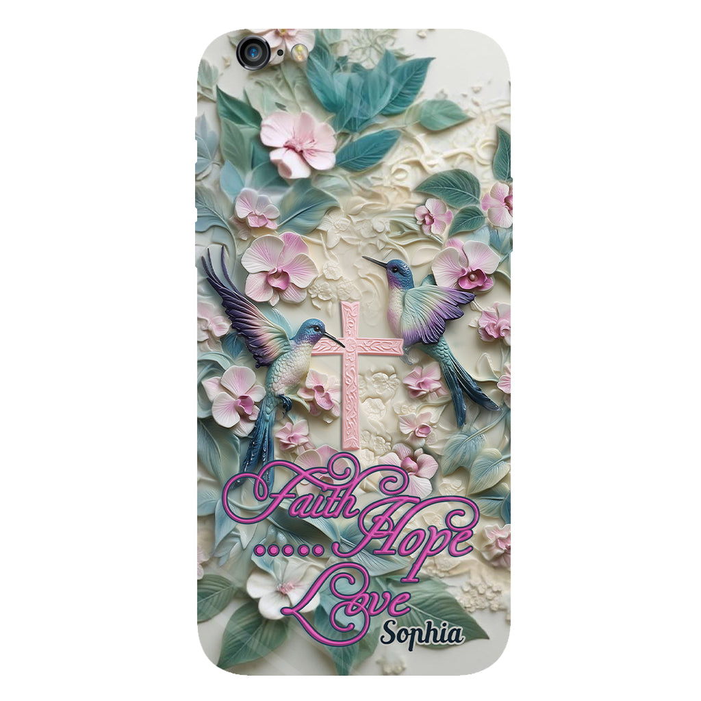 Foi, Espérance, Amour - Coque de téléphone personnalisée avec colibri - Impression intégrale