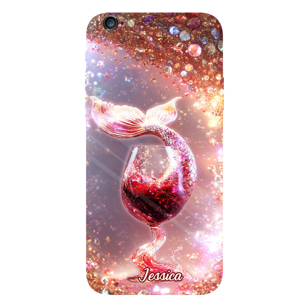Je bois comme un poisson, je suis une sirène - Coque de téléphone personnalisée avec impression intégrale sur le thème du vin