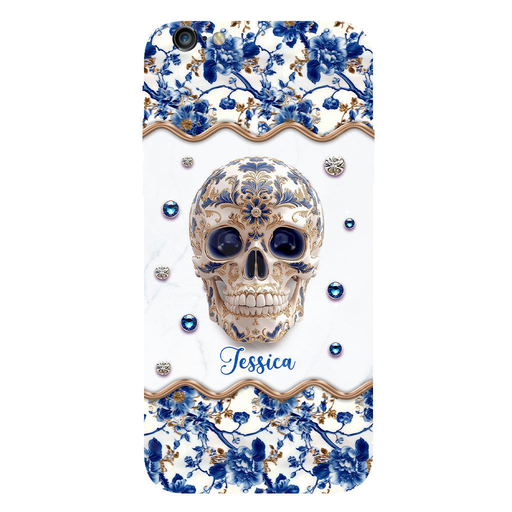 Totenkopf-Toile-de-Jouy – Personalisierte Handyhülle mit Totenkopf-Vollbilddruck