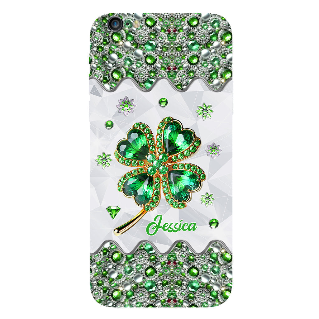 Coque de téléphone personnalisée avec trèfle à quatre feuilles porte-bonheur pour la Saint-Patrick - Impression intégrale