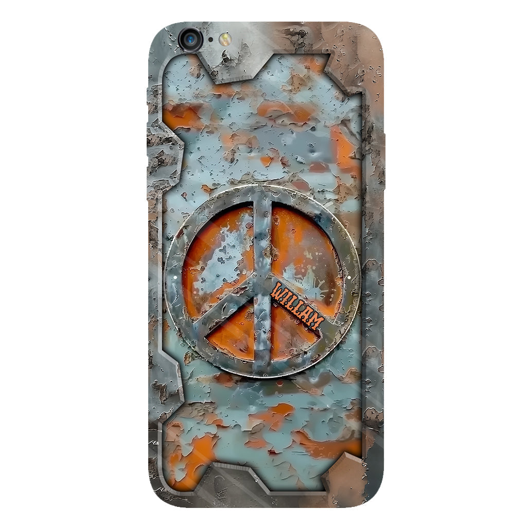 Liebe und Frieden – Personalisierte Handyhülle im Hippie-Stil mit Vollprint