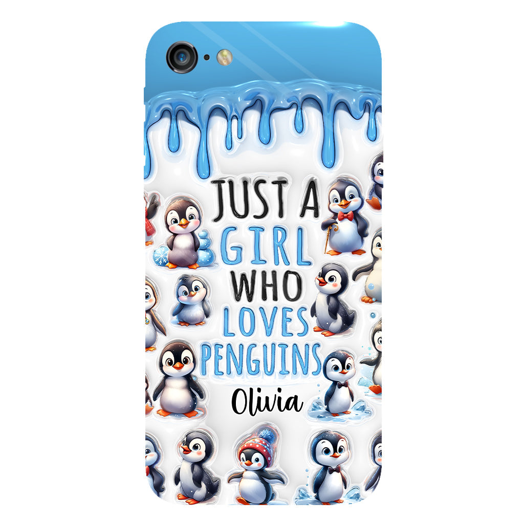 Juste une fille qui aime les pingouins - Coque de téléphone personnalisée avec impression intégrale « Amoureuse des pingouins »
