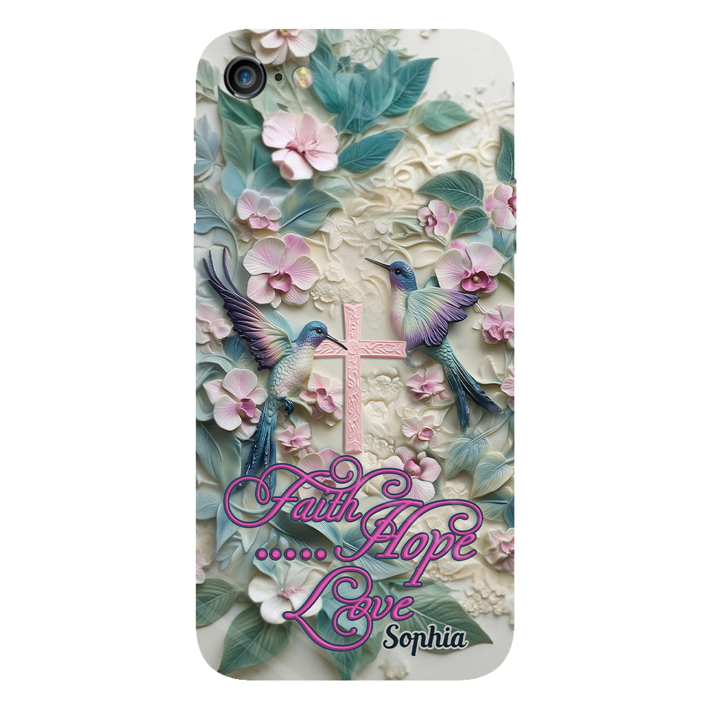 Foi, Espérance, Amour - Coque de téléphone personnalisée avec colibri - Impression intégrale