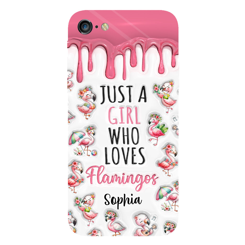 Juste une fille qui aime les flamants roses - Coque de téléphone personnalisée avec imprimé flamant rose
