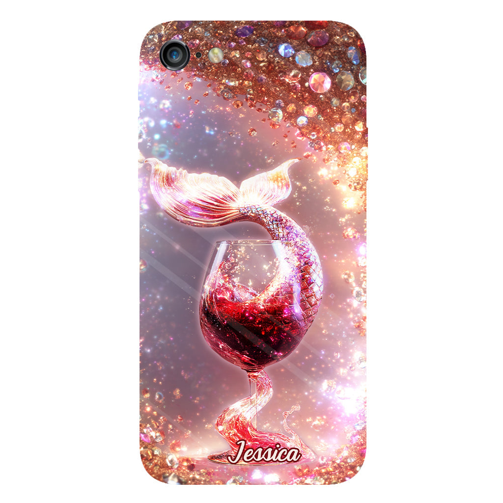 Je bois comme un poisson, je suis une sirène - Coque de téléphone personnalisée avec impression intégrale sur le thème du vin
