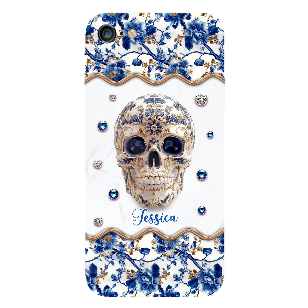 Totenkopf-Toile-de-Jouy – Personalisierte Handyhülle mit Totenkopf-Vollbilddruck
