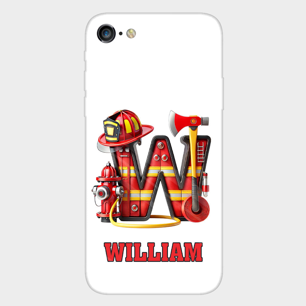 Étui de téléphone personnalisé avec motif pompier Alphabet - Coque de téléphone imprimée intégrale
