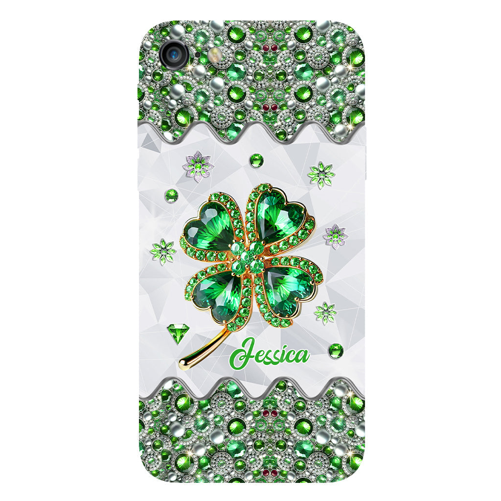 Coque de téléphone personnalisée avec trèfle à quatre feuilles porte-bonheur pour la Saint-Patrick - Impression intégrale