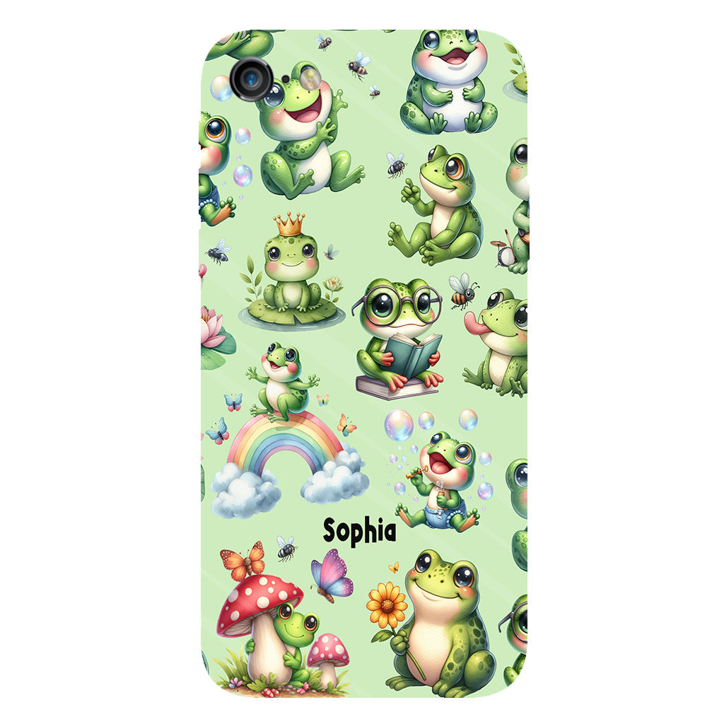 Einfach ein Mädchen, das Frösche liebt – Personalisierte Handyhülle mit Frosch-Vollbilddruck