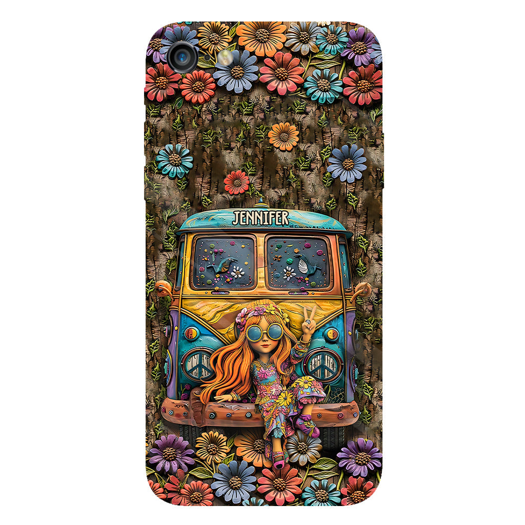 Niedliche Wohnwagen-Handyhülle mit personalisiertem Hippie-Vollbilddruck
