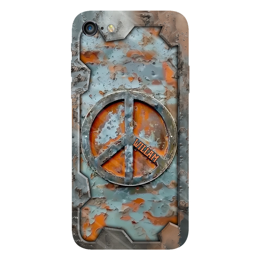 Liebe und Frieden – Personalisierte Handyhülle im Hippie-Stil mit Vollprint