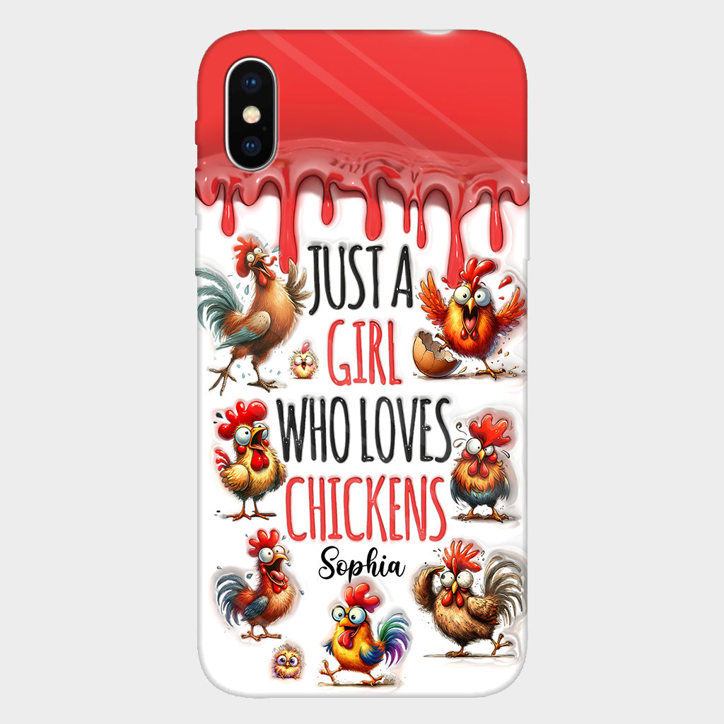 Une fille qui adore le poulet - Coque de téléphone personnalisée avec motif poulet intégral