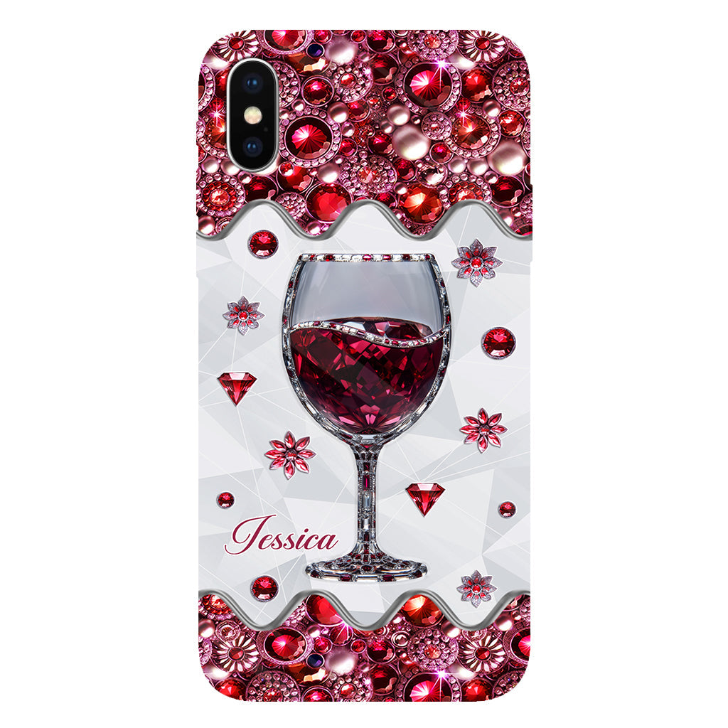 Einfach ein Mädchen, das Wein liebt – Personalisierte Handyhülle mit Weinmotiv