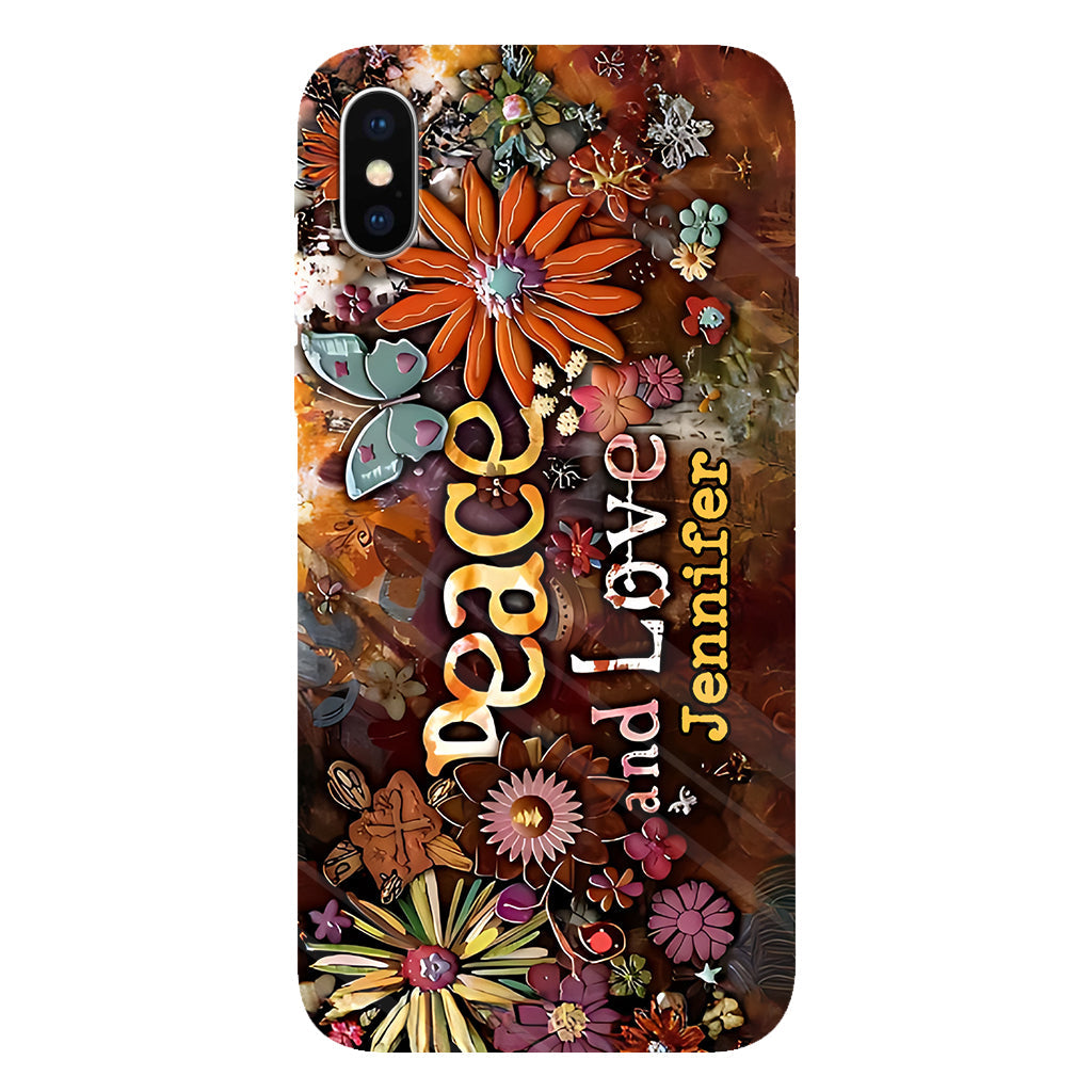 Frieden und Liebe – Personalisierte Handyhülle im Hippie-Stil mit Vollprint