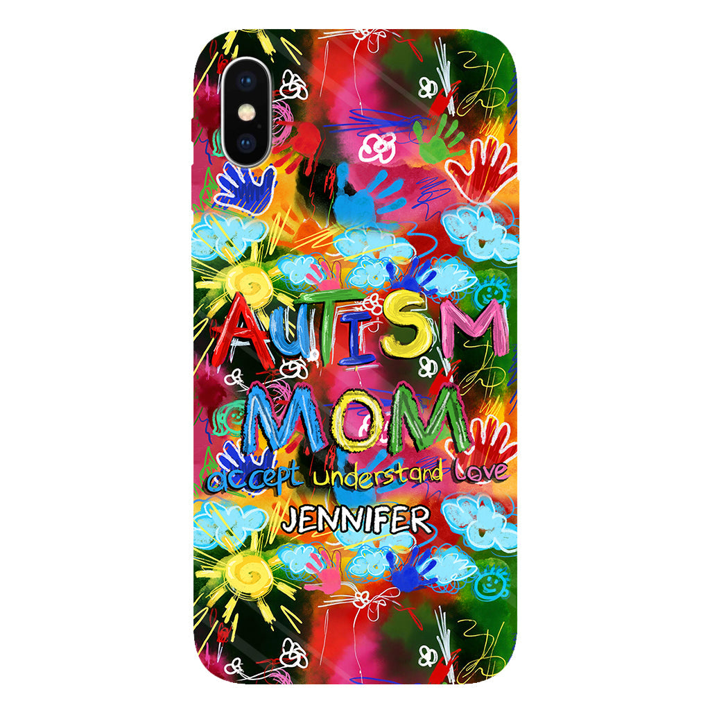 Maman d'un enfant autiste - Coque de téléphone personnalisée avec impression intégrale pour la sensibilisation à l'autisme