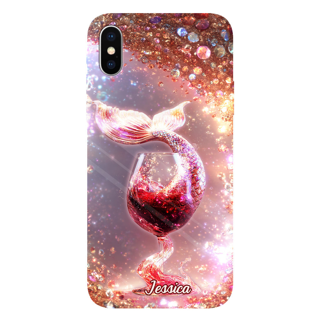 Je bois comme un poisson, je suis une sirène - Coque de téléphone personnalisée avec impression intégrale sur le thème du vin
