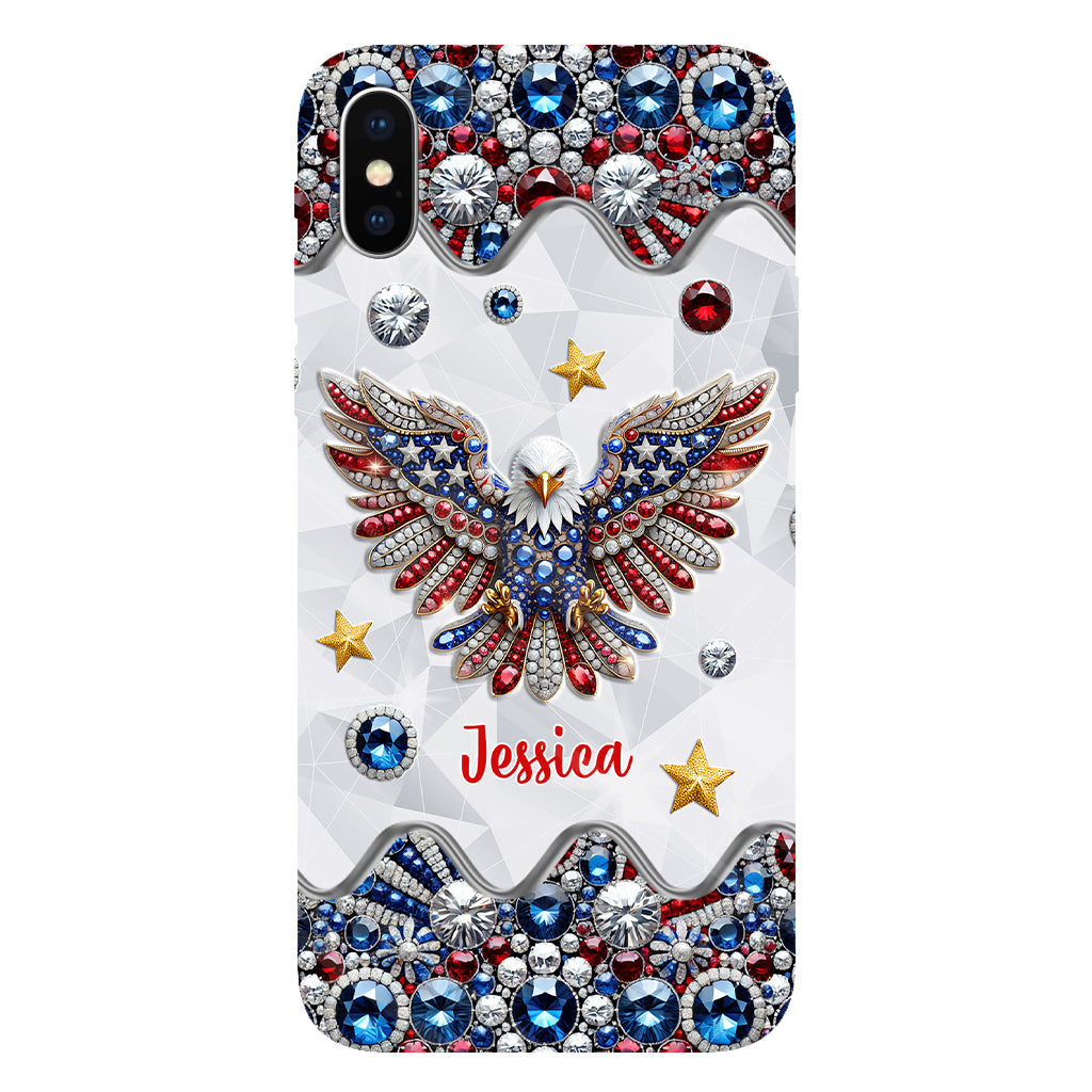 Patriotischer Adler – Personalisierte Handyhülle mit Weißkopfseeadler-Vollbild