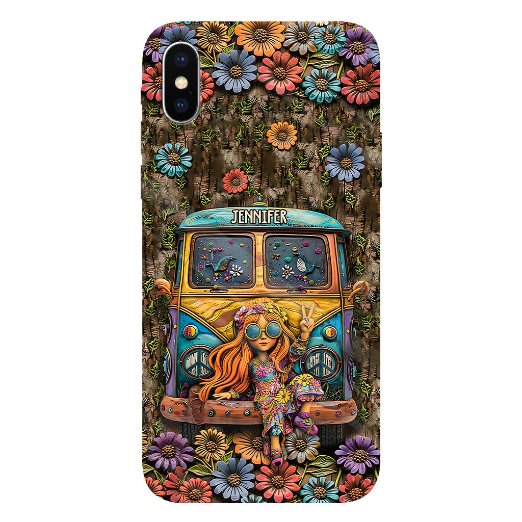 Niedliche Wohnwagen-Handyhülle mit personalisiertem Hippie-Vollbilddruck