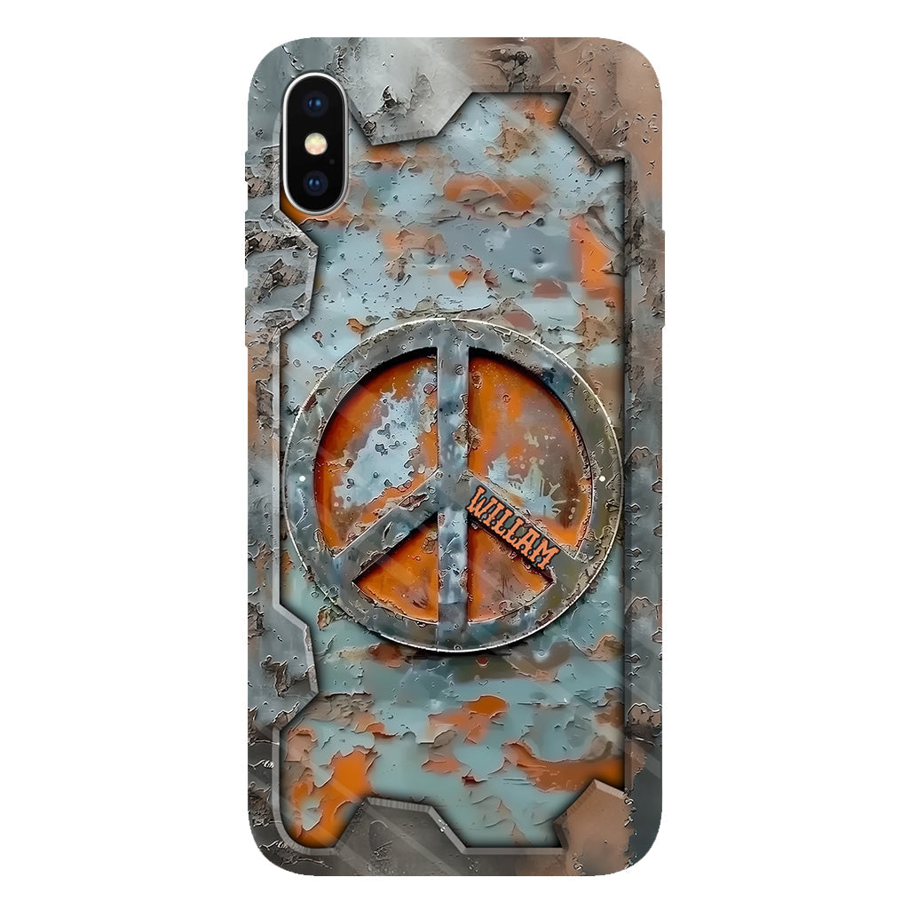 Liebe und Frieden – Personalisierte Handyhülle im Hippie-Stil mit Vollprint