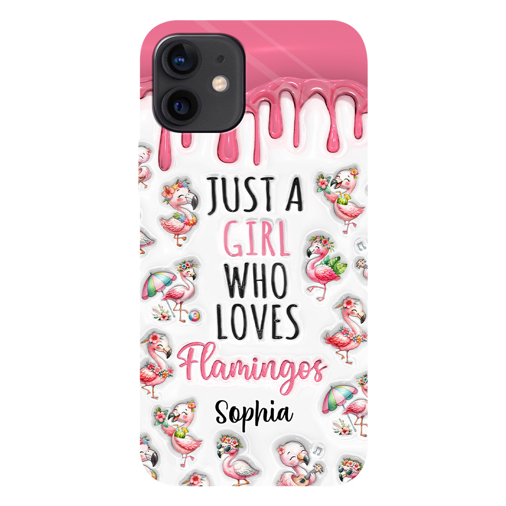 Juste une fille qui aime les flamants roses - Coque de téléphone personnalisée avec imprimé flamant rose