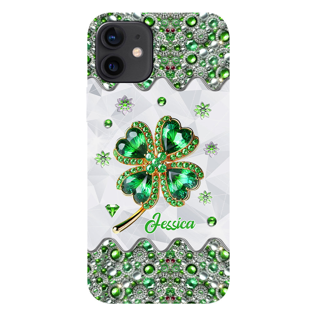 Coque de téléphone personnalisée avec trèfle à quatre feuilles porte-bonheur pour la Saint-Patrick - Impression intégrale