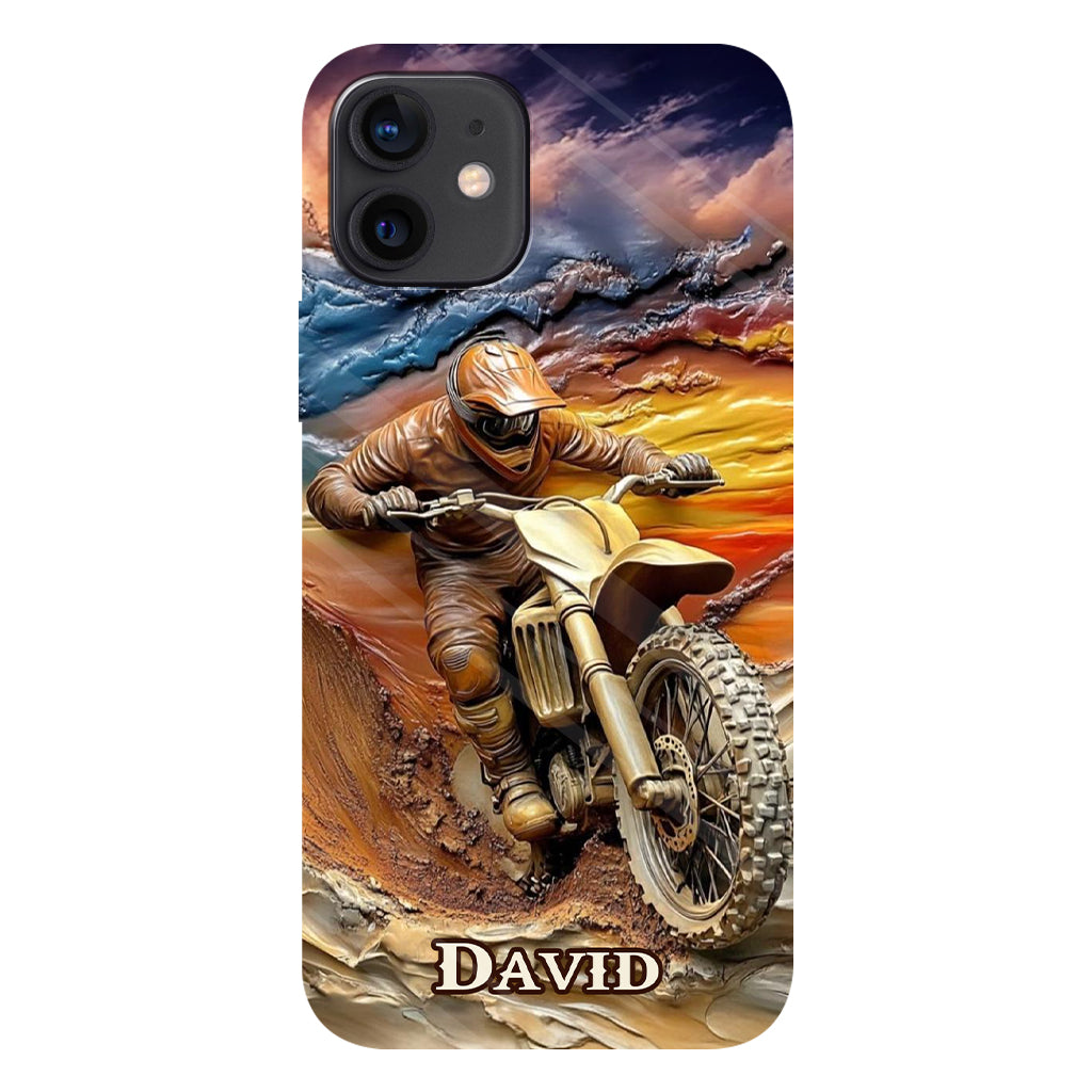 Né pour rouler - Coque de téléphone personnalisée avec impression intégrale de moto cross