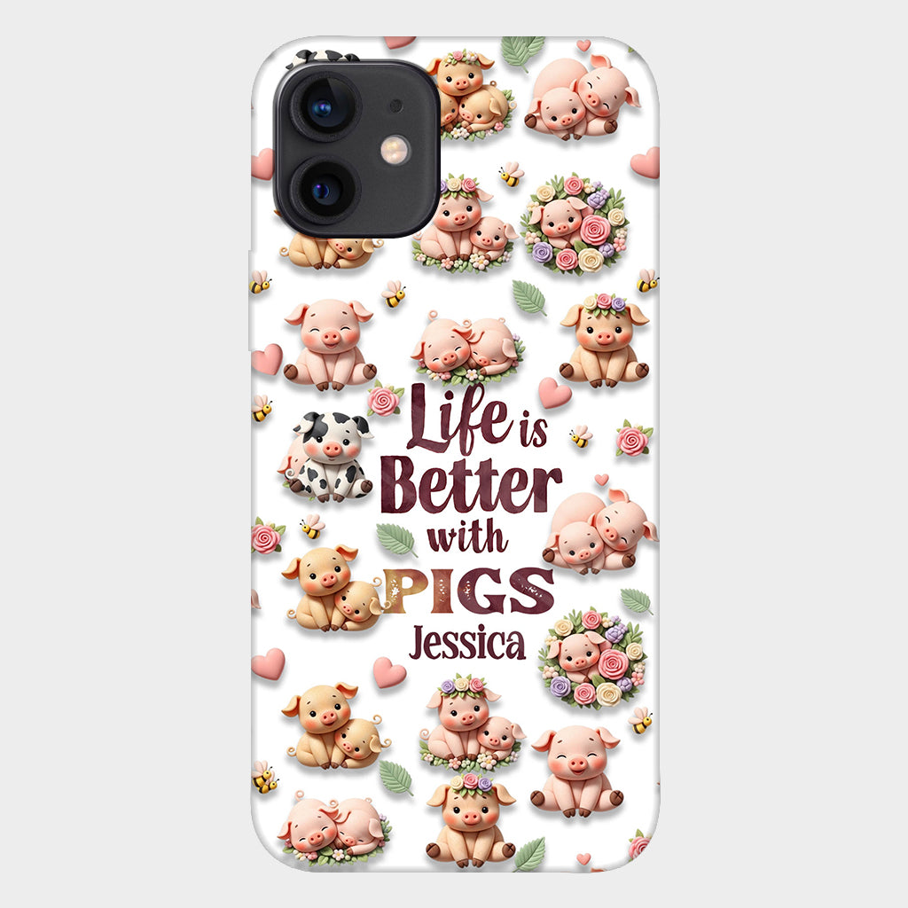 Einfach ein Mädchen, das Schweine liebt – Personalisierte Handyhülle mit Schweinemotiv