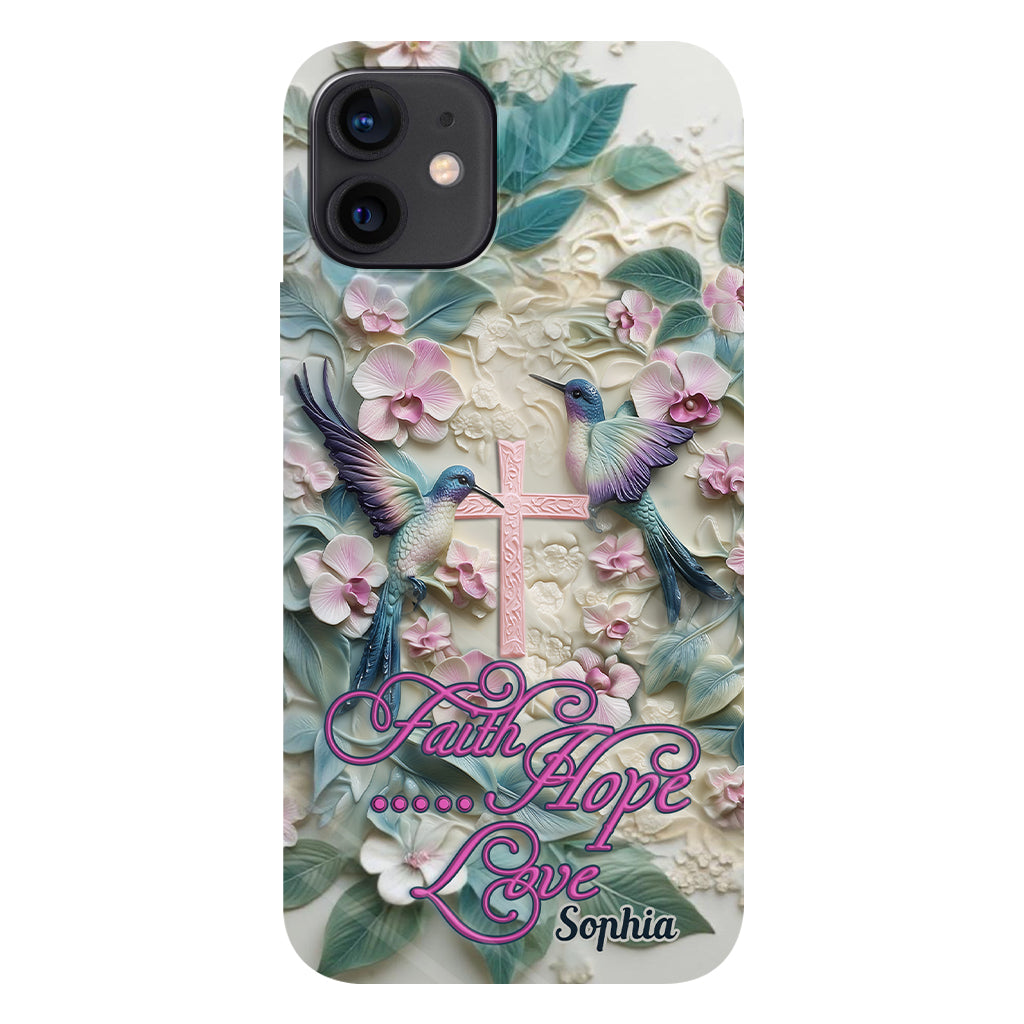 Foi, Espérance, Amour - Coque de téléphone personnalisée avec colibri - Impression intégrale