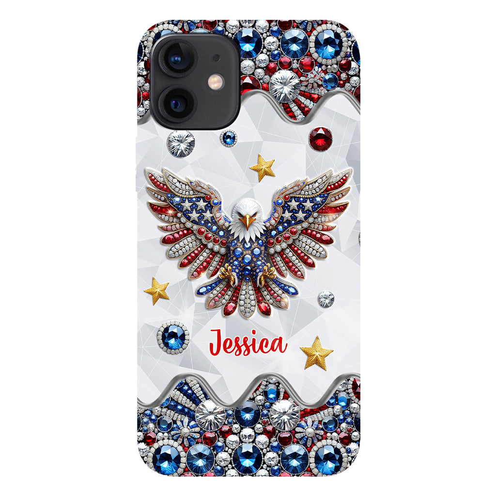 Patriotischer Adler – Personalisierte Handyhülle mit Weißkopfseeadler-Vollbild