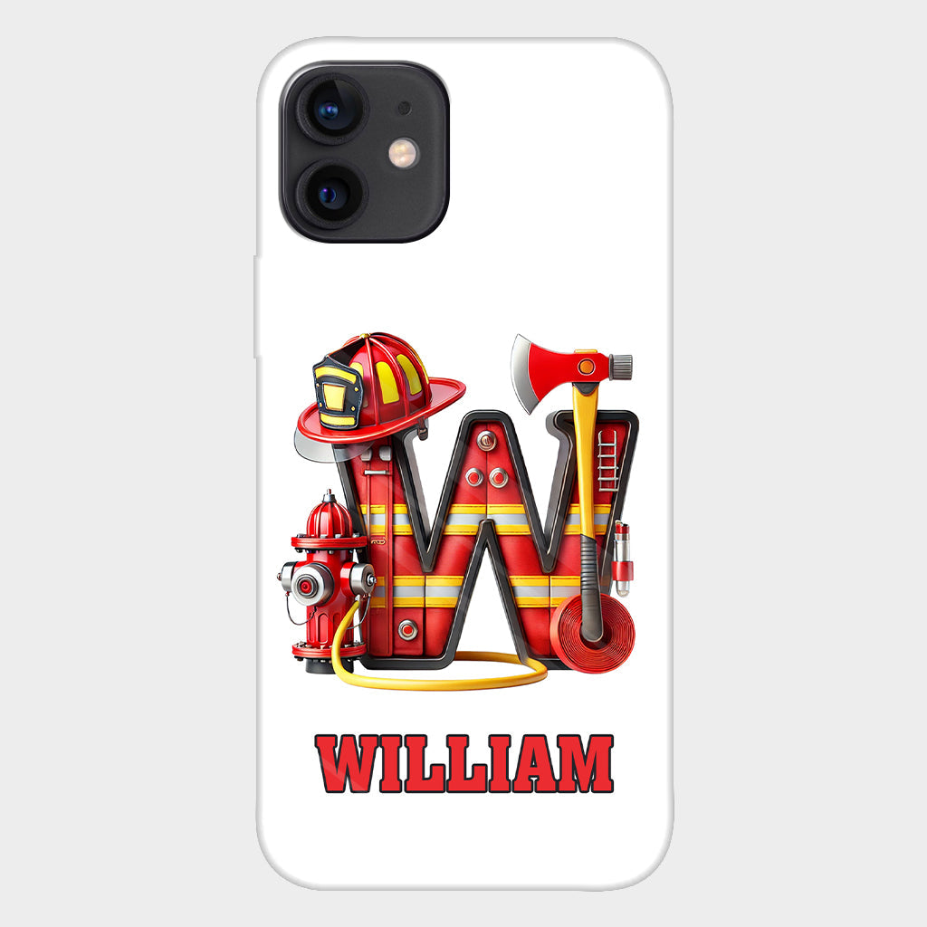 Étui de téléphone personnalisé avec motif pompier Alphabet - Coque de téléphone imprimée intégrale