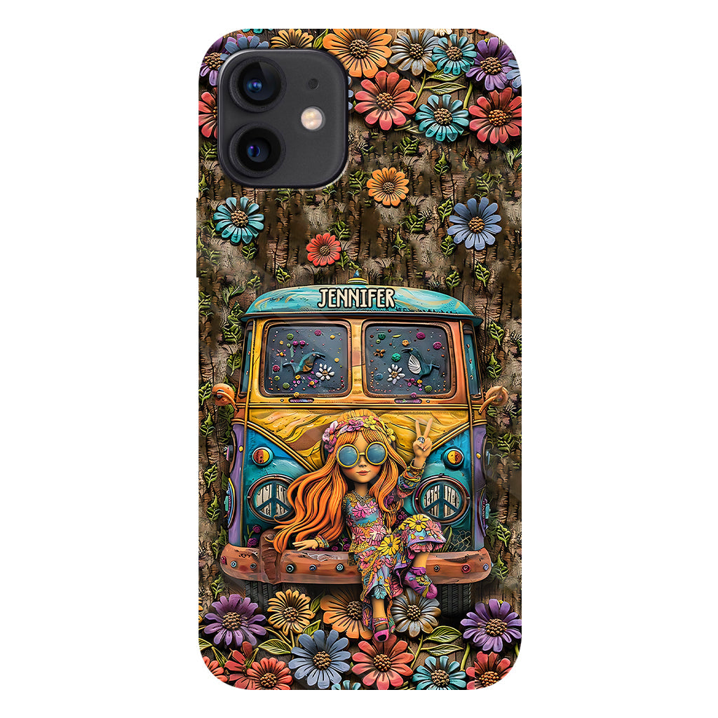 Niedliche Wohnwagen-Handyhülle mit personalisiertem Hippie-Vollbilddruck