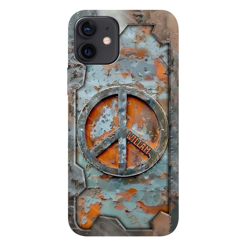 Liebe und Frieden – Personalisierte Handyhülle im Hippie-Stil mit Vollprint