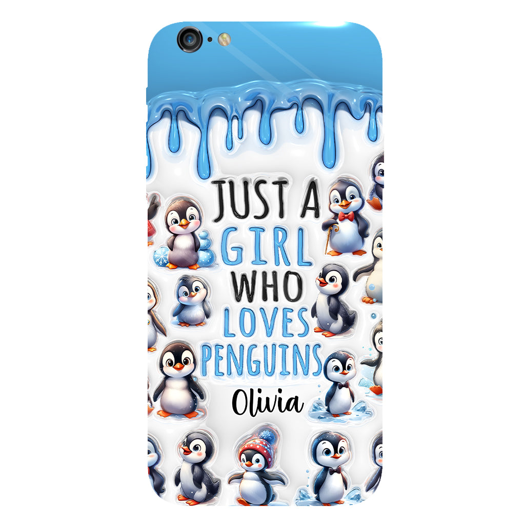 Juste une fille qui aime les pingouins - Coque de téléphone personnalisée avec impression intégrale « Amoureuse des pingouins »