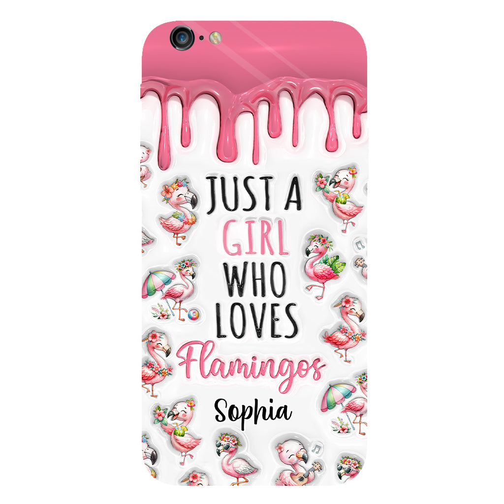 Juste une fille qui aime les flamants roses - Coque de téléphone personnalisée avec imprimé flamant rose