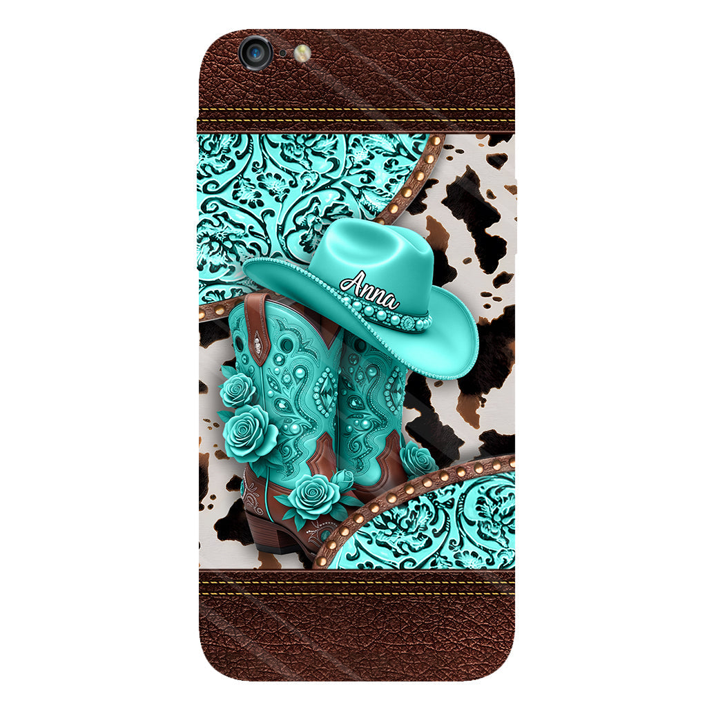 Western-Cowgirl-Stiefel – Personalisierte Handyhülle mit Cowgirl-Vollprint