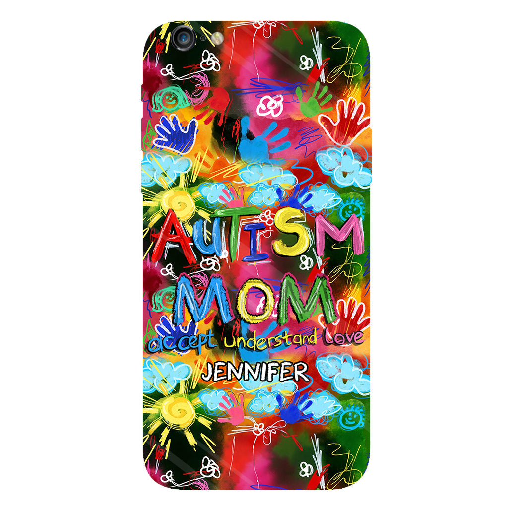 Maman d'un enfant autiste - Coque de téléphone personnalisée avec impression intégrale pour la sensibilisation à l'autisme