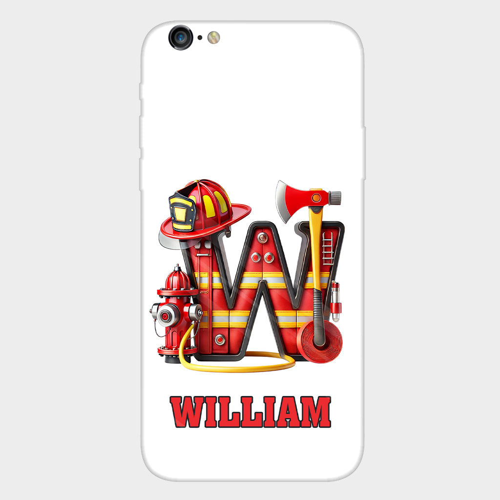 Étui de téléphone personnalisé avec motif pompier Alphabet - Coque de téléphone imprimée intégrale