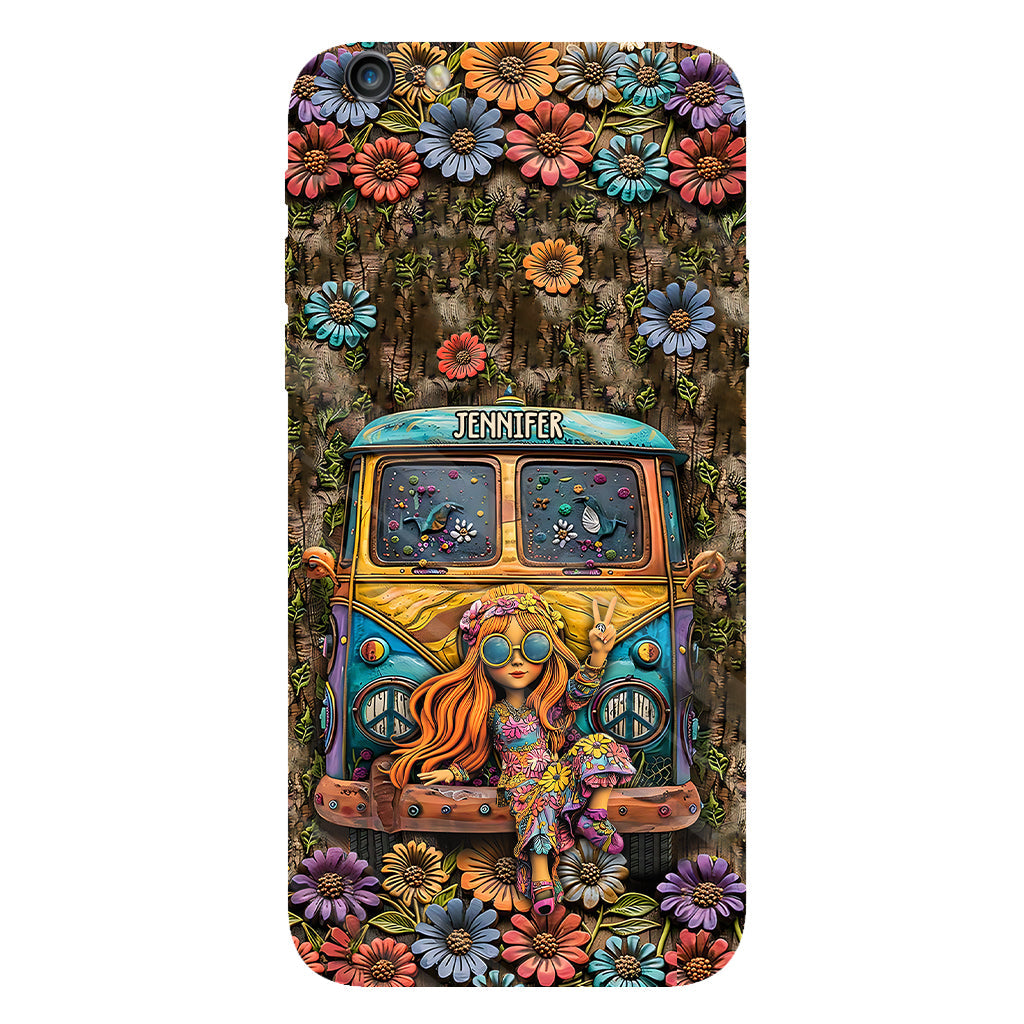 Niedliche Wohnwagen-Handyhülle mit personalisiertem Hippie-Vollbilddruck