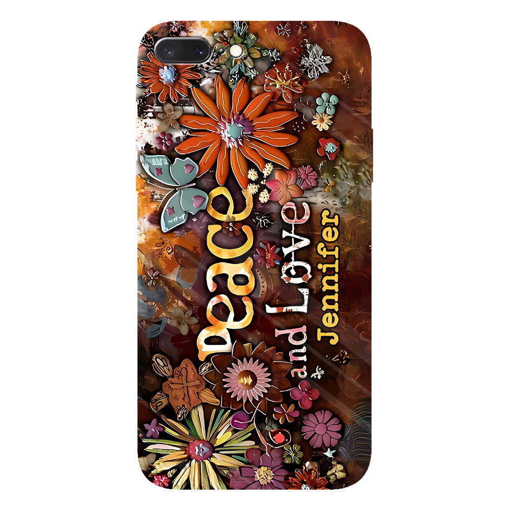 Frieden und Liebe – Personalisierte Handyhülle im Hippie-Stil mit Vollprint