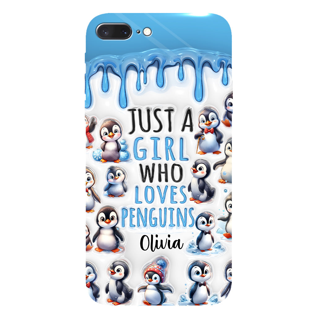 Juste une fille qui aime les pingouins - Coque de téléphone personnalisée avec impression intégrale « Amoureuse des pingouins »