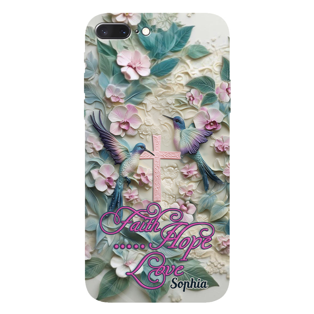 Foi, Espérance, Amour - Coque de téléphone personnalisée avec colibri - Impression intégrale