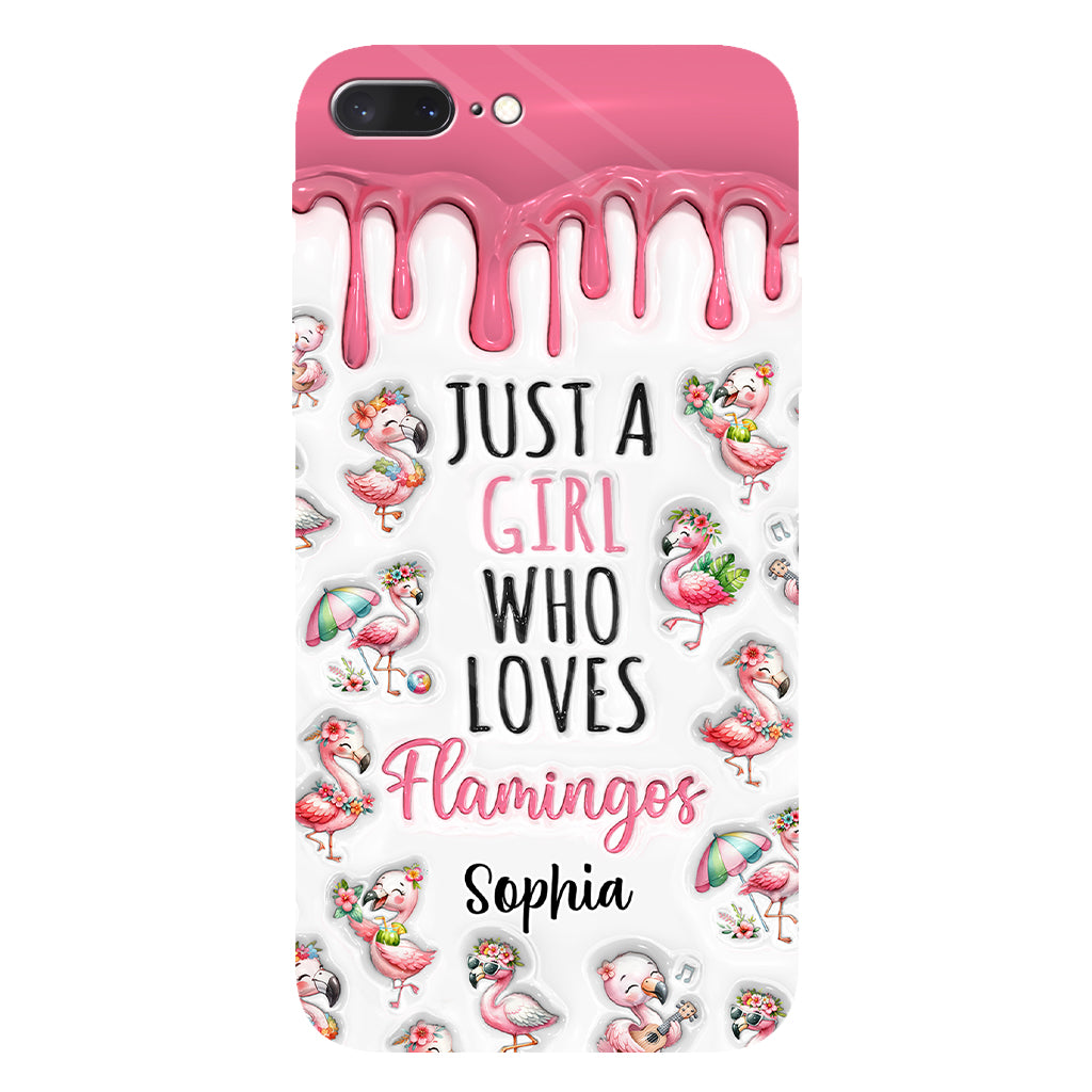 Juste une fille qui aime les flamants roses - Coque de téléphone personnalisée avec imprimé flamant rose