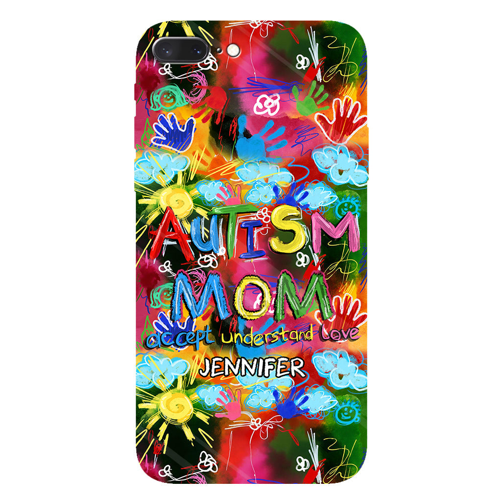 Maman d'un enfant autiste - Coque de téléphone personnalisée avec impression intégrale pour la sensibilisation à l'autisme