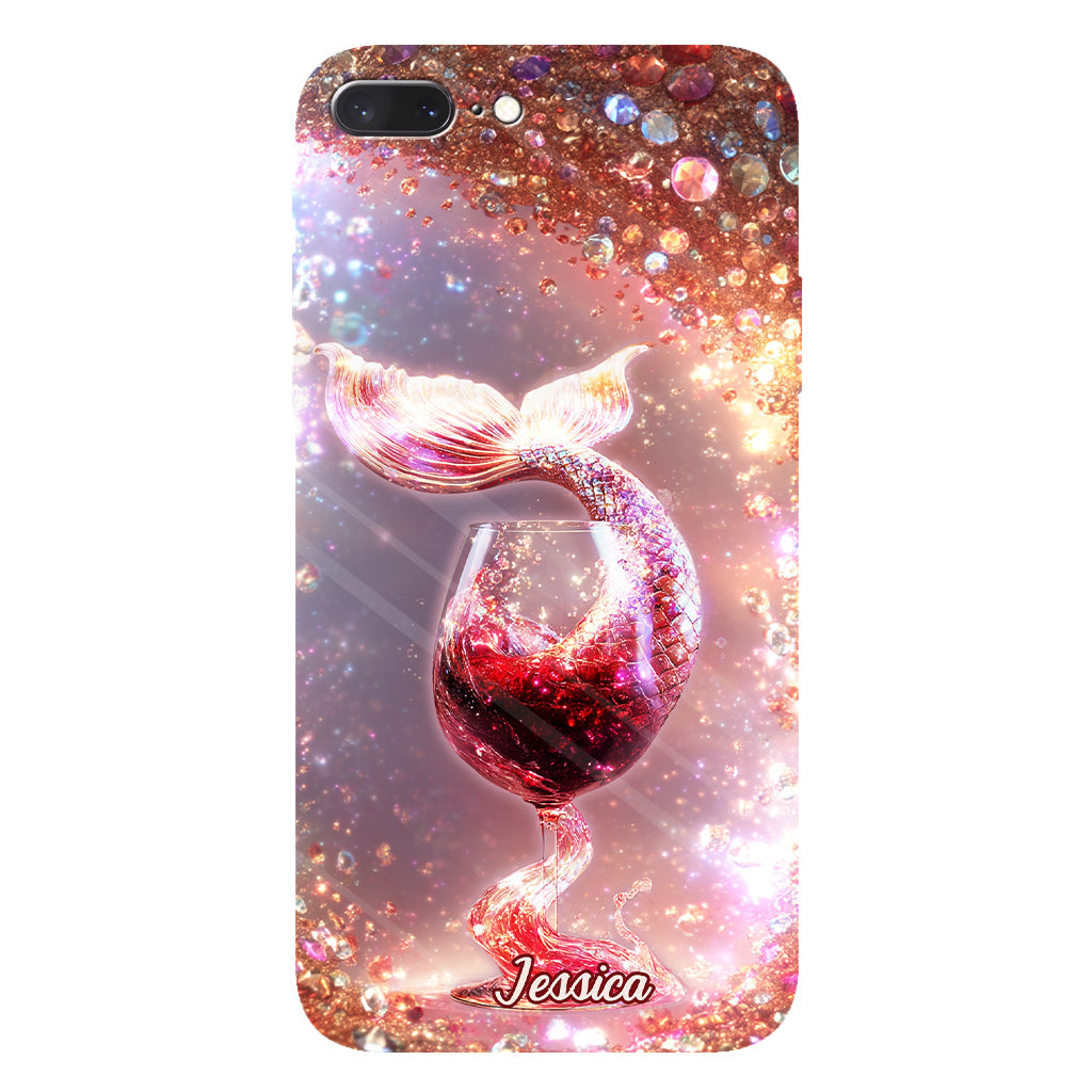 Je bois comme un poisson, je suis une sirène - Coque de téléphone personnalisée avec impression intégrale sur le thème du vin