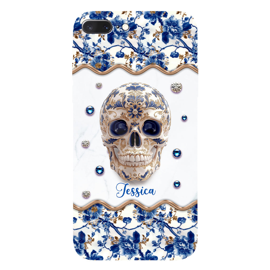 Totenkopf-Toile-de-Jouy – Personalisierte Handyhülle mit Totenkopf-Vollbilddruck