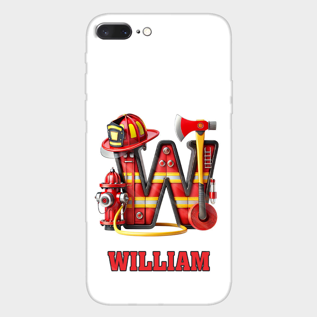 Étui de téléphone personnalisé avec motif pompier Alphabet - Coque de téléphone imprimée intégrale